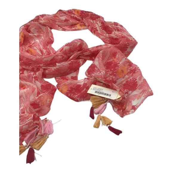 Collection 18 Womens Pink Floral Tasseled Rectangle Scarf 12x96 NWT - Picture 12 of 16